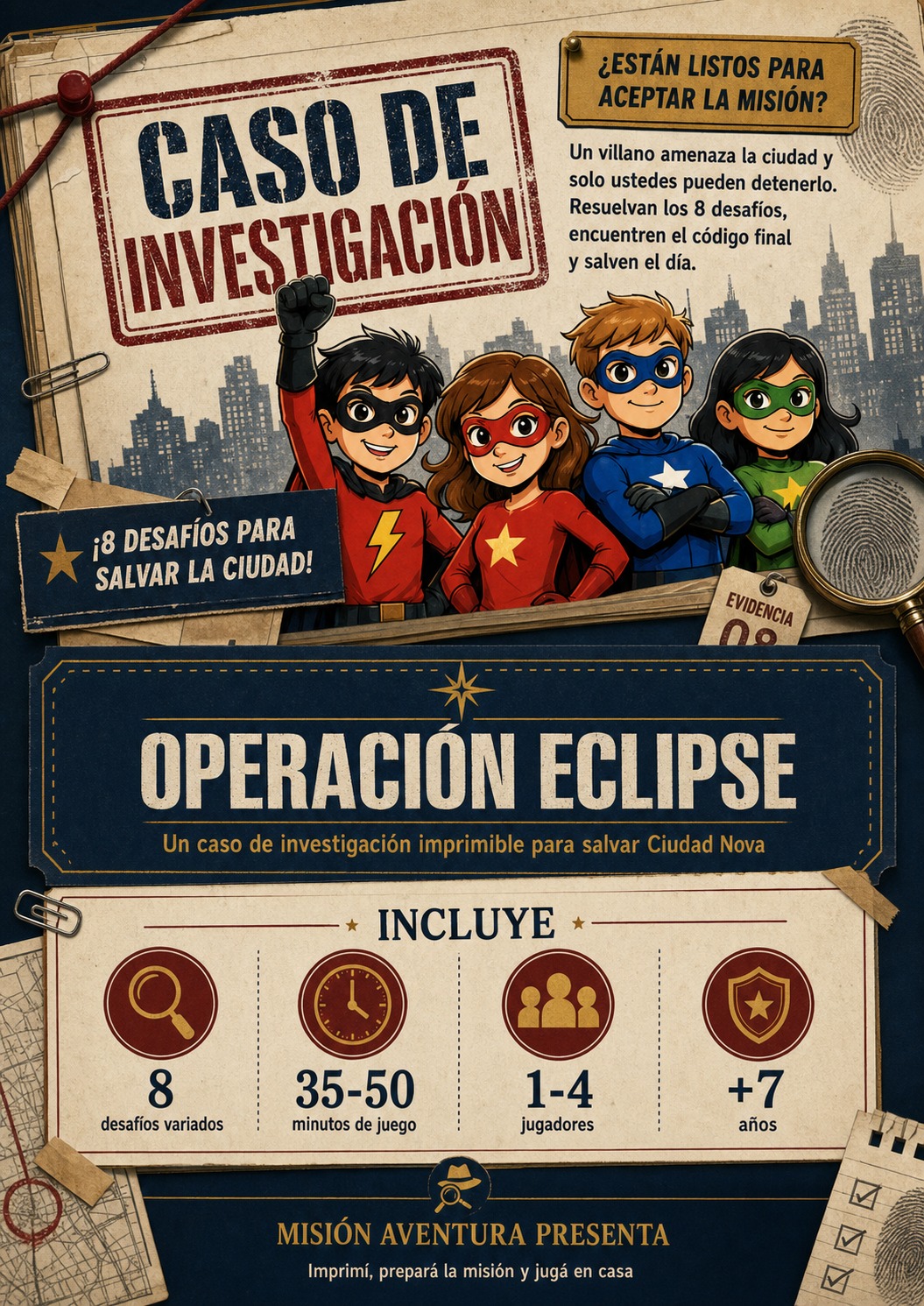 Portada del caso Operación Eclipse de superhéroes