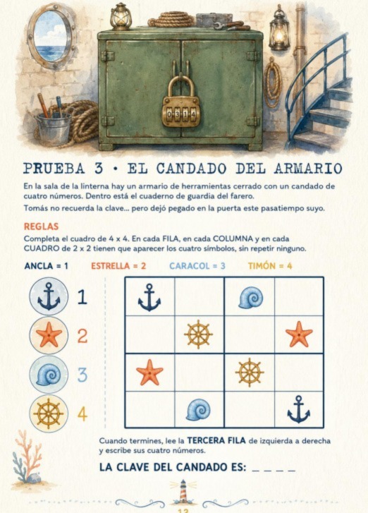 Prueba del candado del armario: un sudoku de símbolos marinos